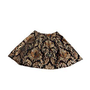Baroque Brocade A-Line L Skirt Bk Gold Orange Metallic Floral Fall Pattern Read